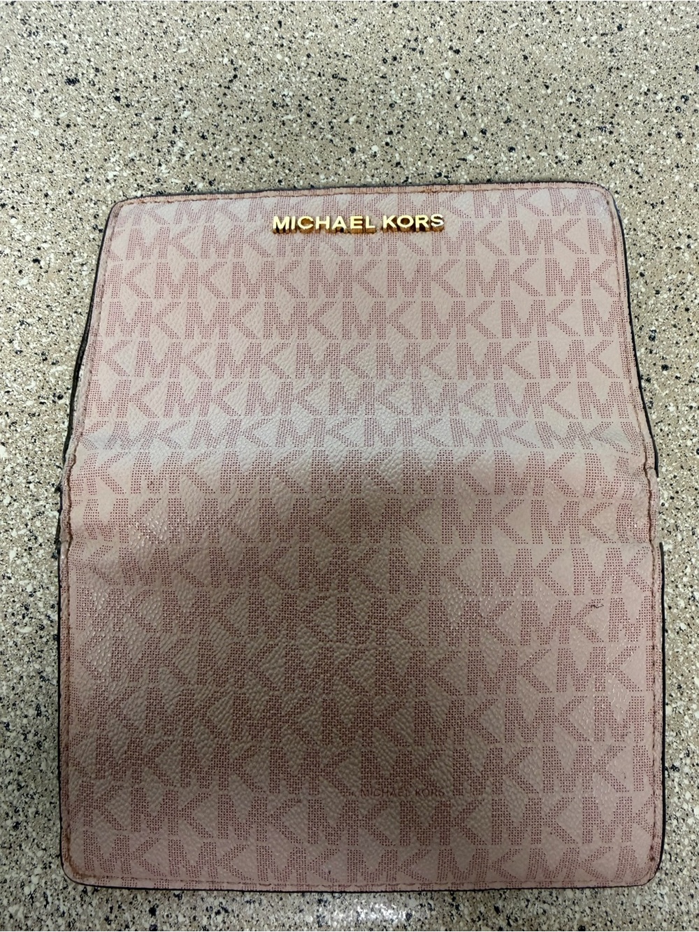 Michael Kors Pink MK Logo Crossbody Wallet with Gold Logo
